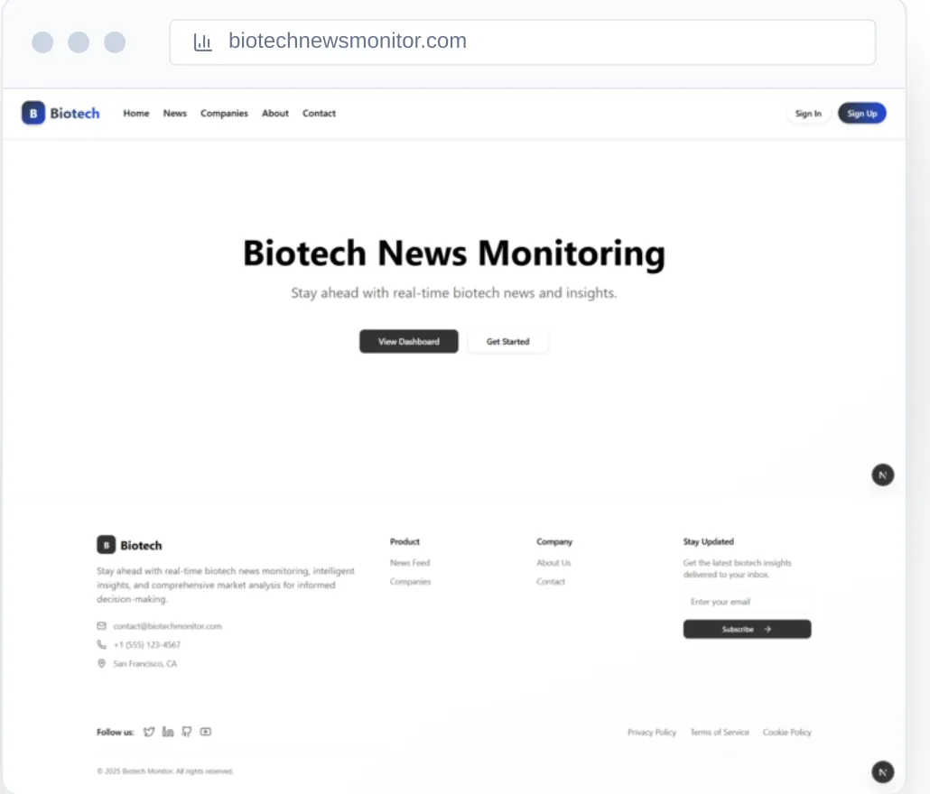 Biotech News Monitoring — product screenshot