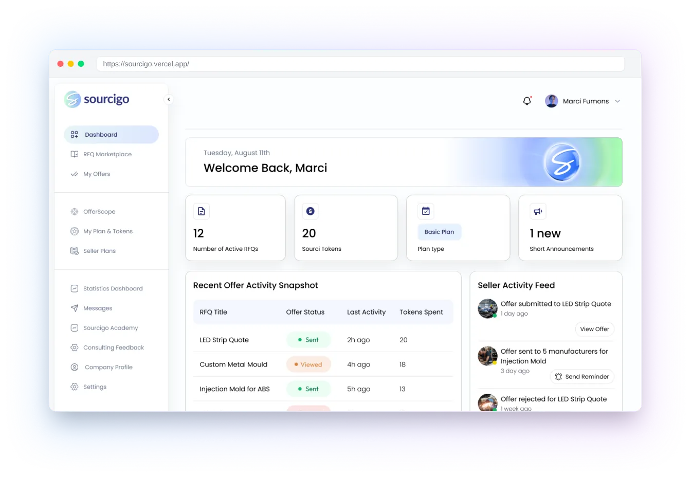 Sourcigo — product screenshot